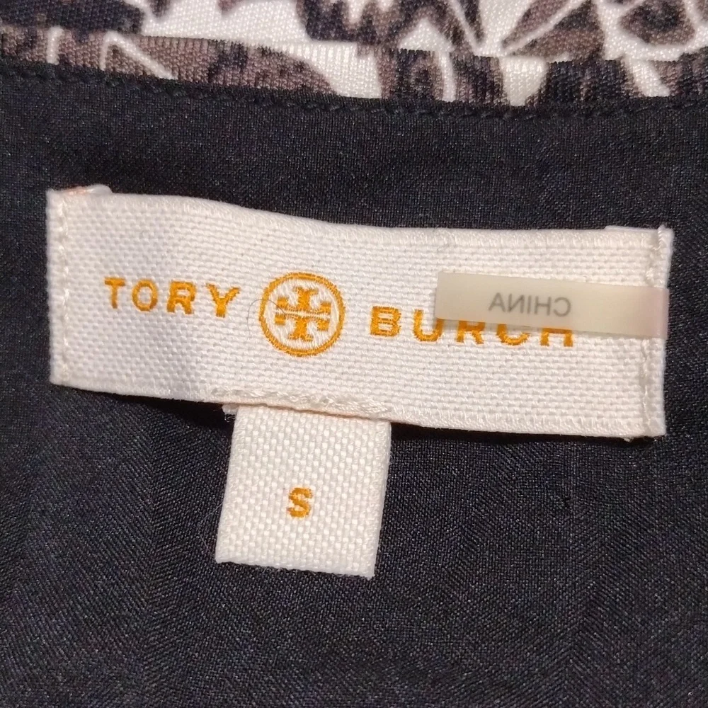 Tory Burch 100% Silk Floral Print Draped Ruched Sleeveless Dress S Elegant Glam